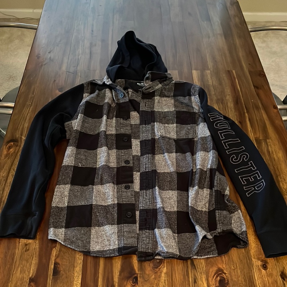 Mens Hollister Button Down Hooded Flannel